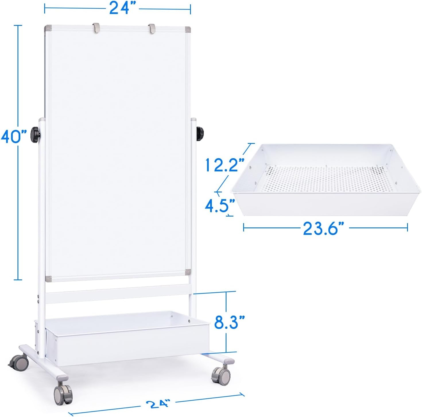 imagemaxtek Mobile White Board Easel 40x24 Inches Magnetic Storage Dry Erase Board Easel for Classroom Rolling Height Adjustable Stand on Wheels for Home School Teachers amp KidsWhite
