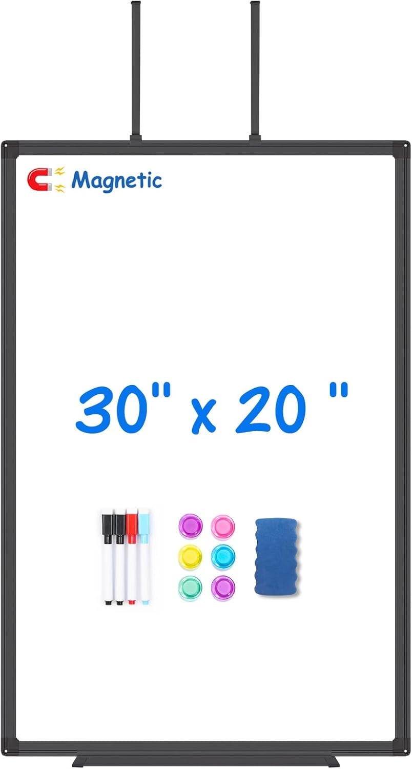 image:imageMagnetic Dry Erase Board for Doors 36x24 Inch Whiteboard with Adjustable Long Arm Hook Mount Easy to Install Portable Hanging White Board for Home Dorm Room Office Cubicle amp Small SpacesBlack