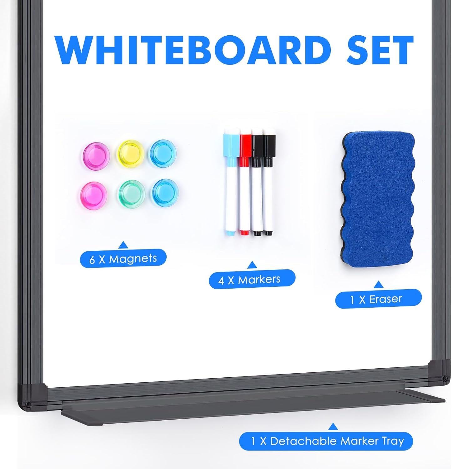 image:imageMagnetic Dry Erase Board for Doors 36x24 Inch Whiteboard with Adjustable Long Arm Hook Mount Easy to Install Portable Hanging White Board for Home Dorm Room Office Cubicle amp Small SpacesBlack