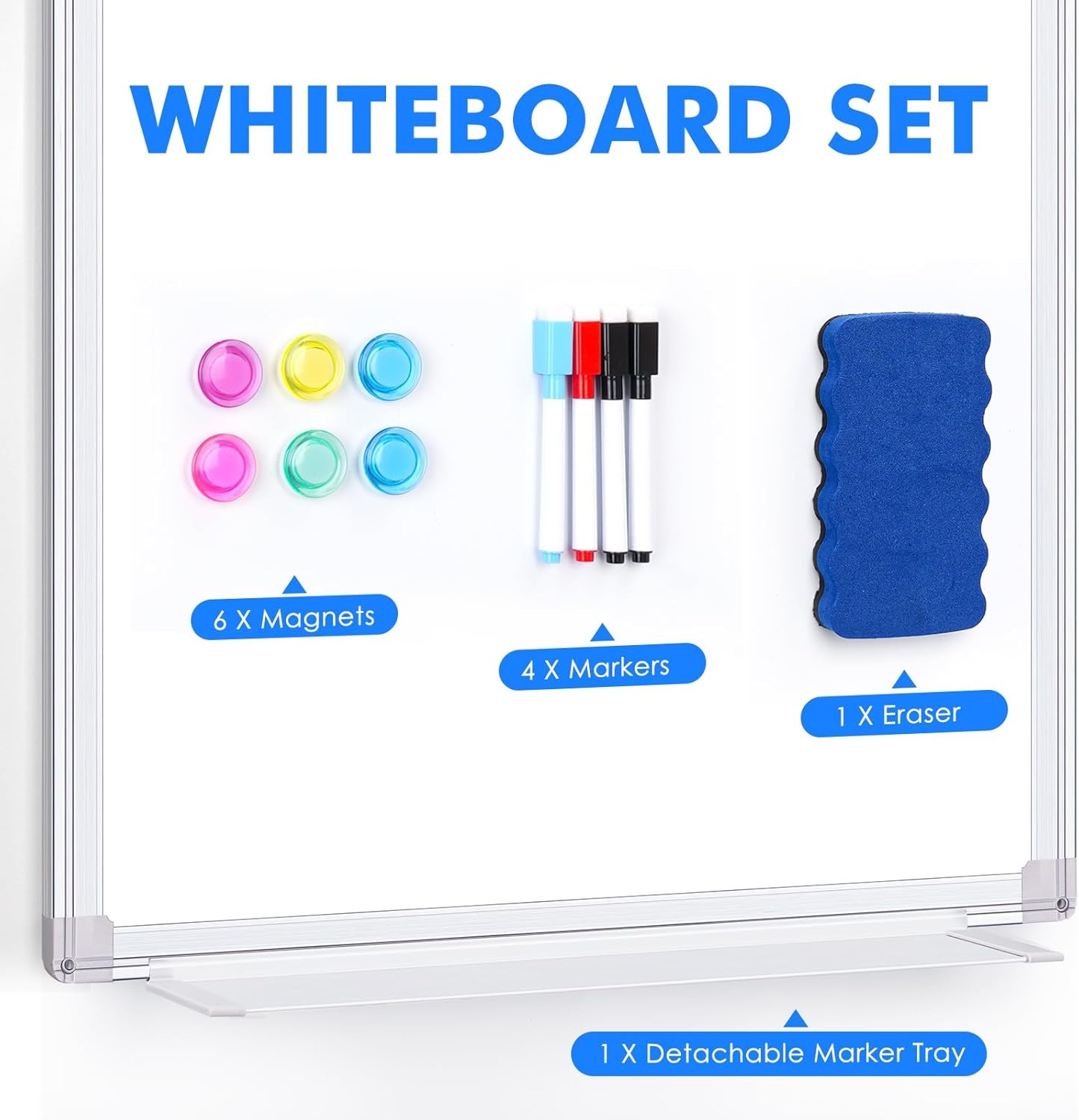 image:imageMagnetic Dry Erase Board for Doors 36x24 Inch Whiteboard with Adjustable Long Arm Hook Mount Easy to Install Portable Hanging White Board for Home Dorm Room Office Cubicle amp Small SpacesSilver