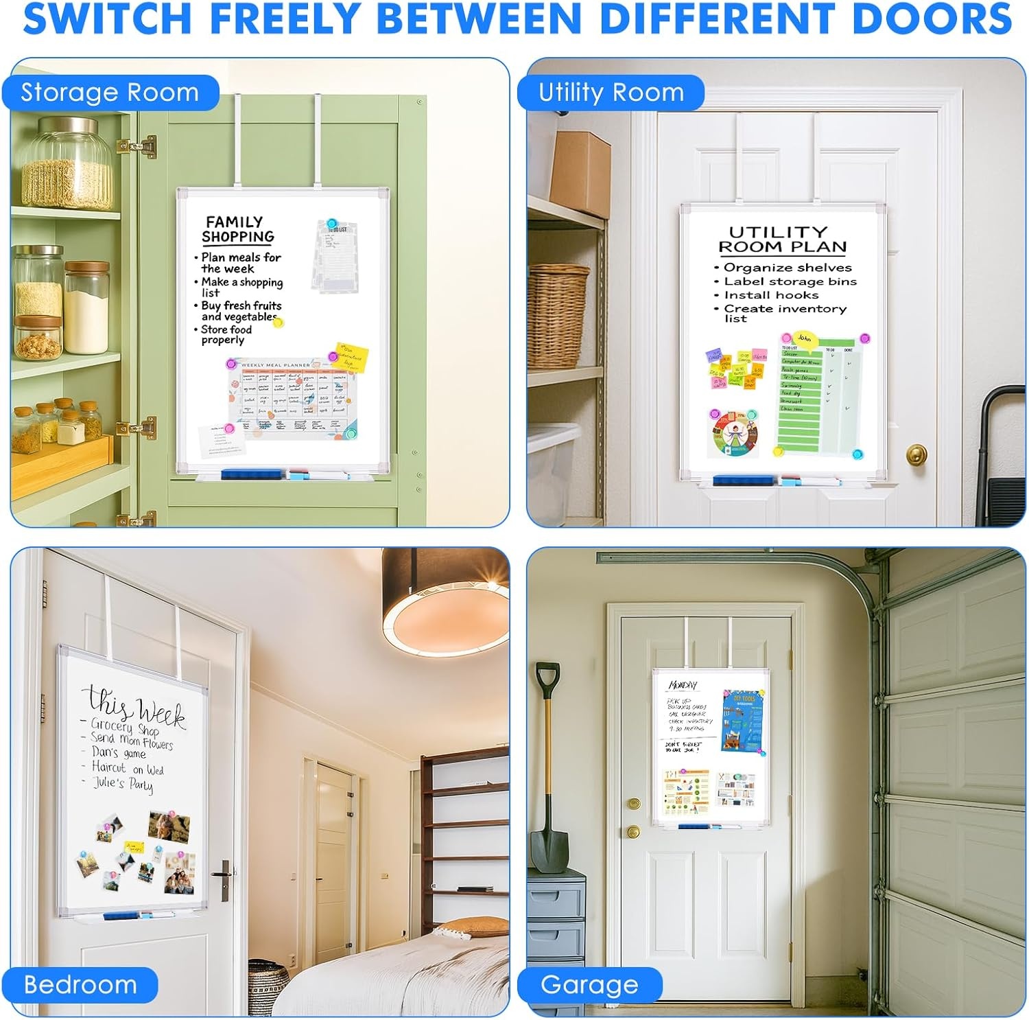 image:imageMagnetic Dry Erase Board for Doors 36x24 Inch Whiteboard with Adjustable Long Arm Hook Mount Easy to Install Portable Hanging White Board for Home Dorm Room Office Cubicle amp Small SpacesSilver
