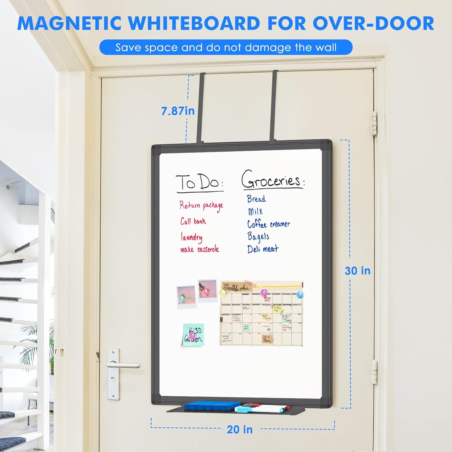 image:imageMagnetic Dry Erase Board for Doors 36x24 Inch Whiteboard with Adjustable Long Arm Hook Mount Easy to Install Portable Hanging White Board for Home Dorm Room Office Cubicle amp Small SpacesBlack