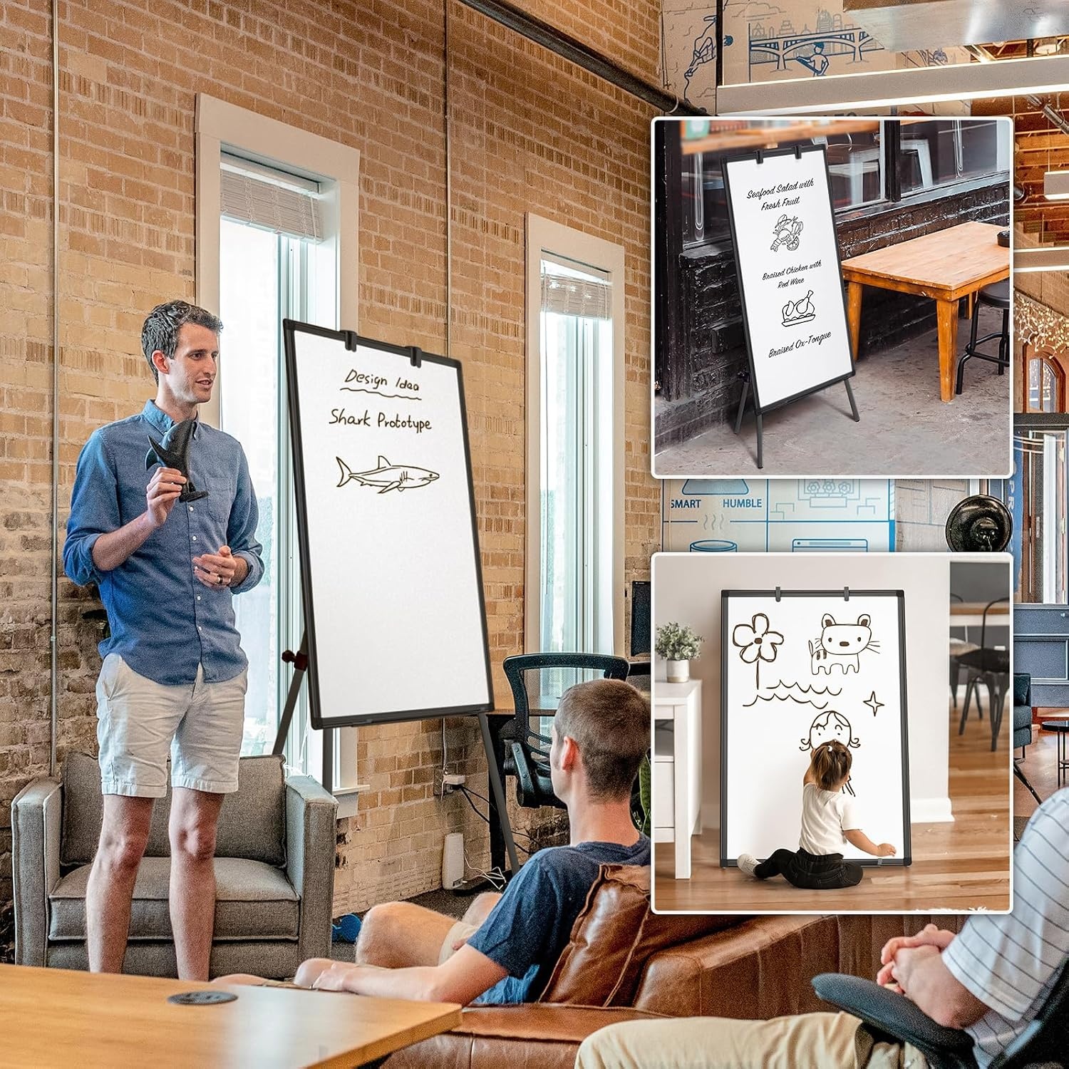 image:imageMaxtek Easel Whiteboard 36 x 24 Stand Tripod with Height Adjustable Black 3 x 2 Magnetic Dry Erase Surface Flipchart Stand Portable Tripod Easel for Office Teaching Home and Classroom36x24 Black