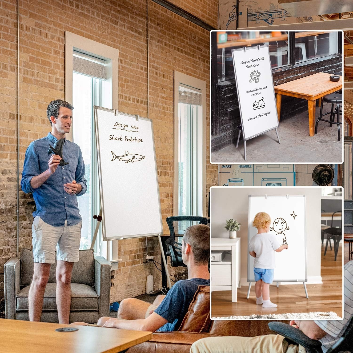 image:imageMaxtek Easel Whiteboard 36 x 24 Stand Tripod with Height Adjustable Black 3 x 2 Magnetic Dry Erase Surface Flipchart Stand Portable Tripod Easel for Office Teaching Home and Classroom40x28 White