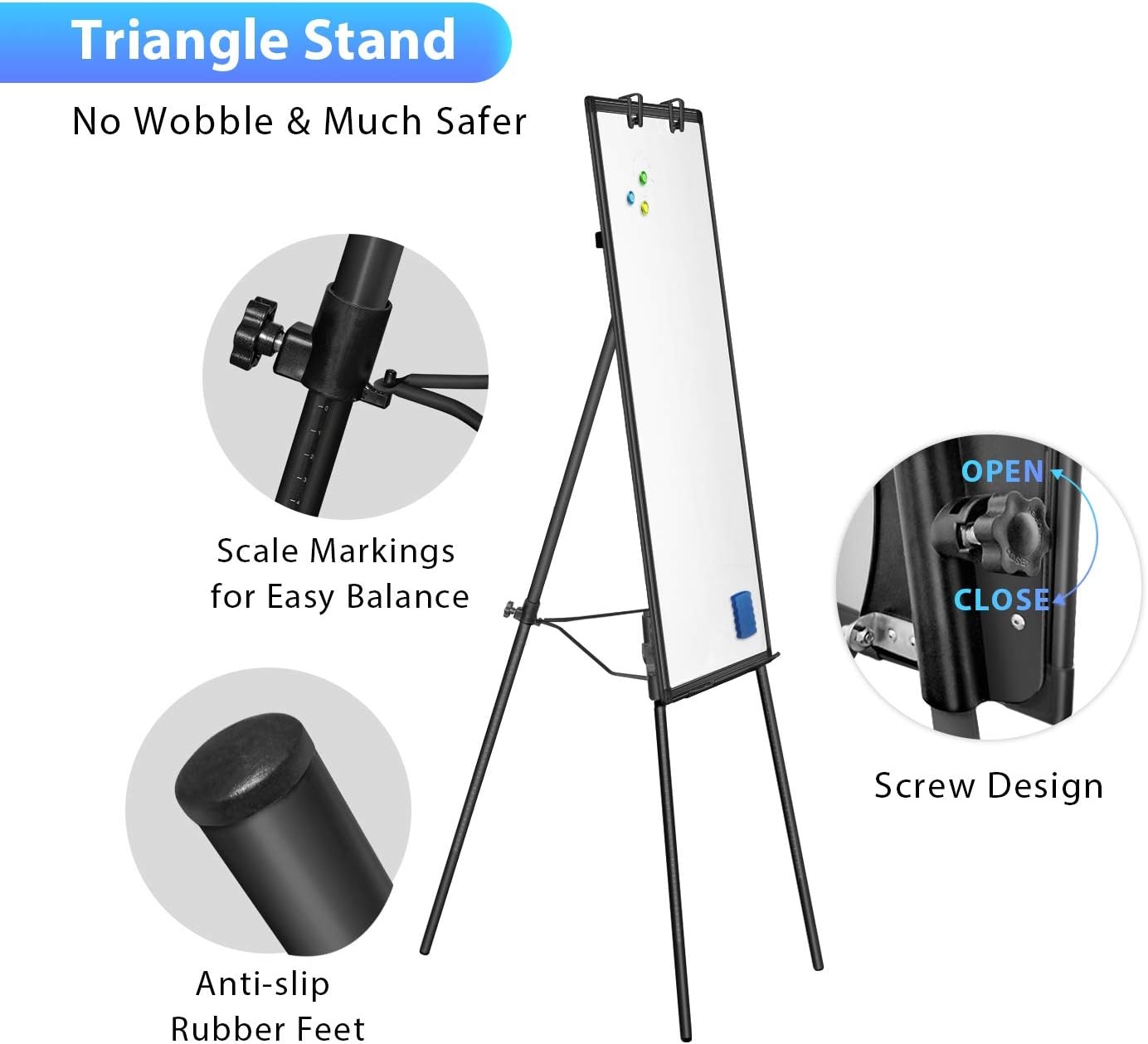 image:imageMaxtek Easel Whiteboard 36 x 24 Stand Tripod with Height Adjustable Black 3 x 2 Magnetic Dry Erase Surface Flipchart Stand Portable Tripod Easel for Office Teaching Home and Classroom36x24 Black