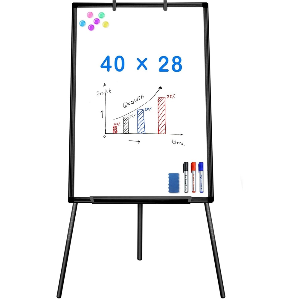 image:imageMaxtek Easel Whiteboard 36 x 24 Stand Tripod with Height Adjustable Black 3 x 2 Magnetic Dry Erase Surface Flipchart Stand Portable Tripod Easel for Office Teaching Home and Classroom40x28 Black