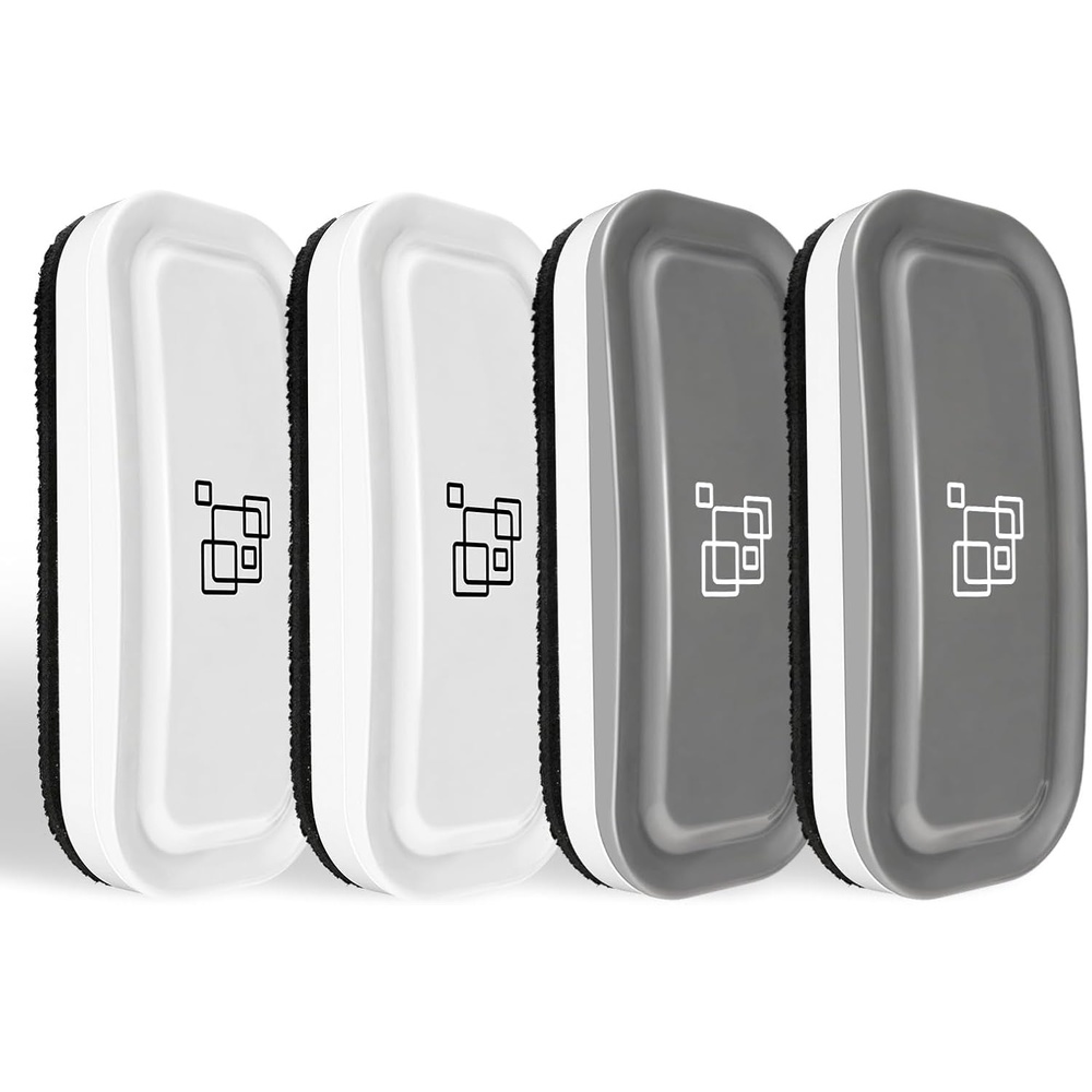image:imagemaxtek Magnetic Dry Erase Eraser Pure White 8 Pack White Board Erasers Glass Whiteboard Eraser Office and School Classroom SuppliesGray White 4pack
