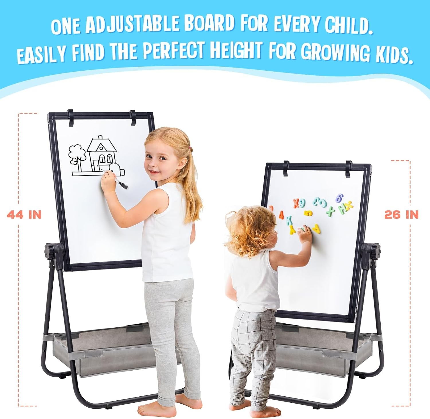 image:imagemaxtek Kids Easel 24x18in Adjustable DoubleSided Whiteboard amp Chalkboard 360Rotating Magnetic Standing Art Easel Kids for Boys and Girls 3 with Drawing Accessories BlackBlack