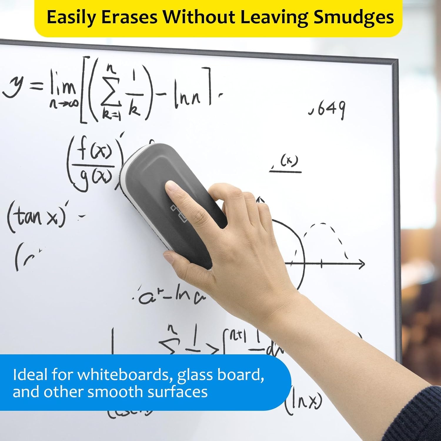image:imagemaxtek Magnetic Dry Erase Eraser Pure White 8 Pack White Board Erasers Glass Whiteboard Eraser Office and School Classroom SuppliesGray 1pack