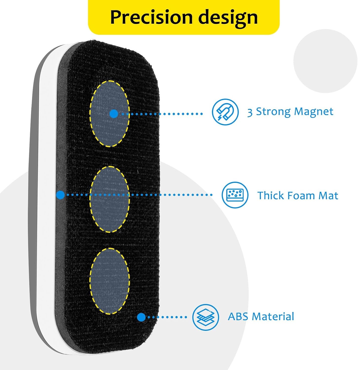 image:imagemaxtek Magnetic Dry Erase Eraser Pure White 8 Pack White Board Erasers Glass Whiteboard Eraser Office and School Classroom SuppliesGray 4pack