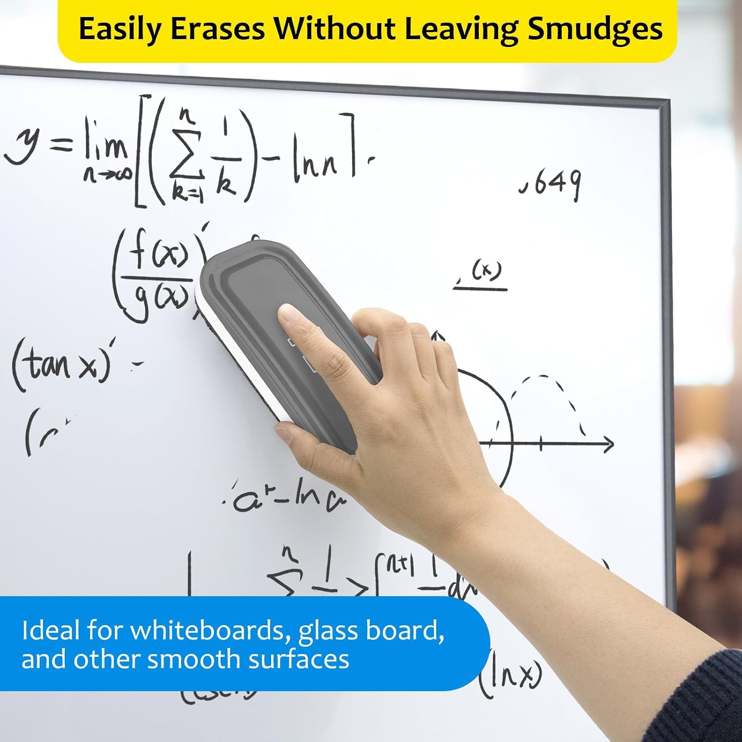 image:imagemaxtek Magnetic Dry Erase Eraser Pure White 8 Pack White Board Erasers Glass Whiteboard Eraser Office and School Classroom SuppliesGray 4pack