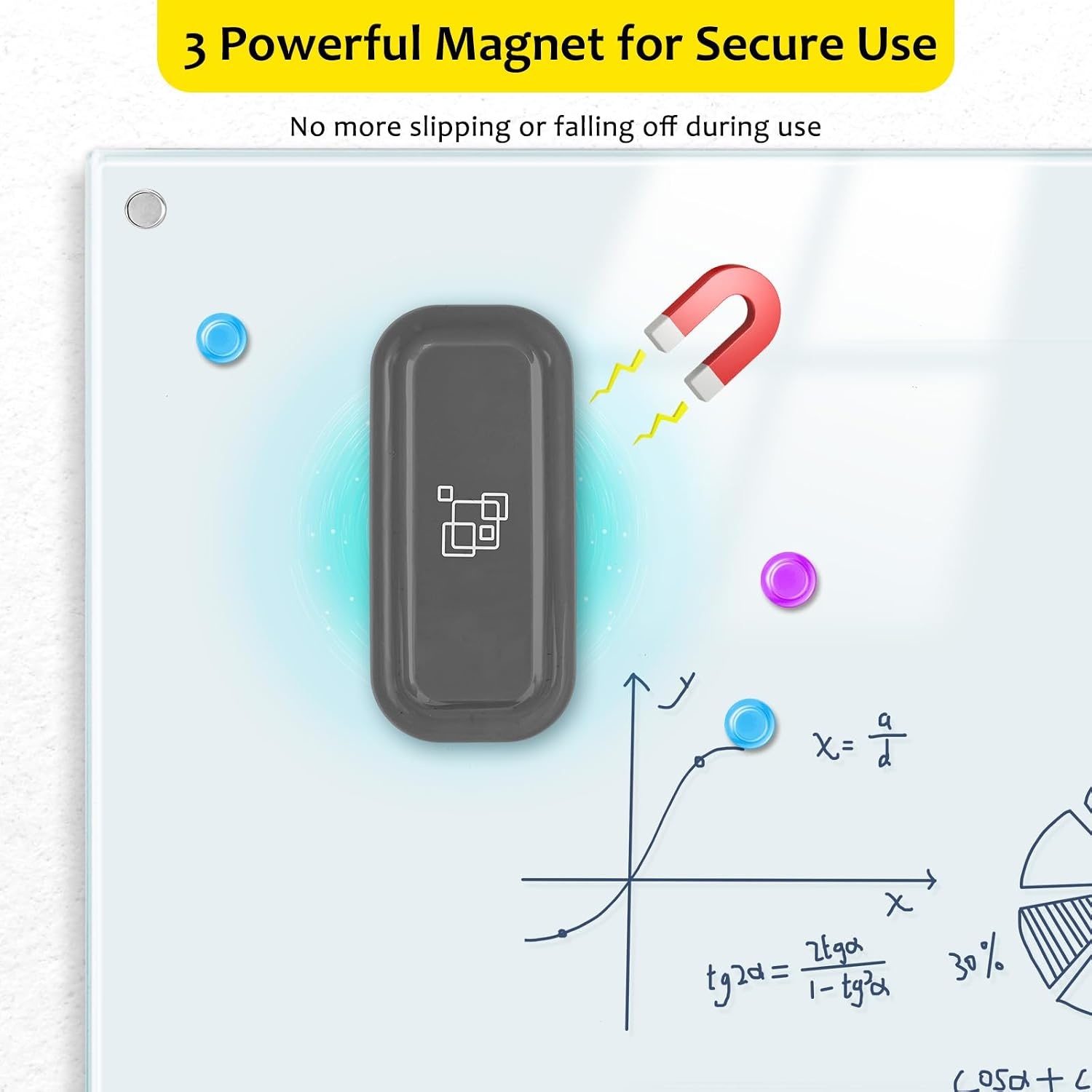 image:imagemaxtek Magnetic Dry Erase Eraser Pure White 8 Pack White Board Erasers Glass Whiteboard Eraser Office and School Classroom SuppliesGray 4pack