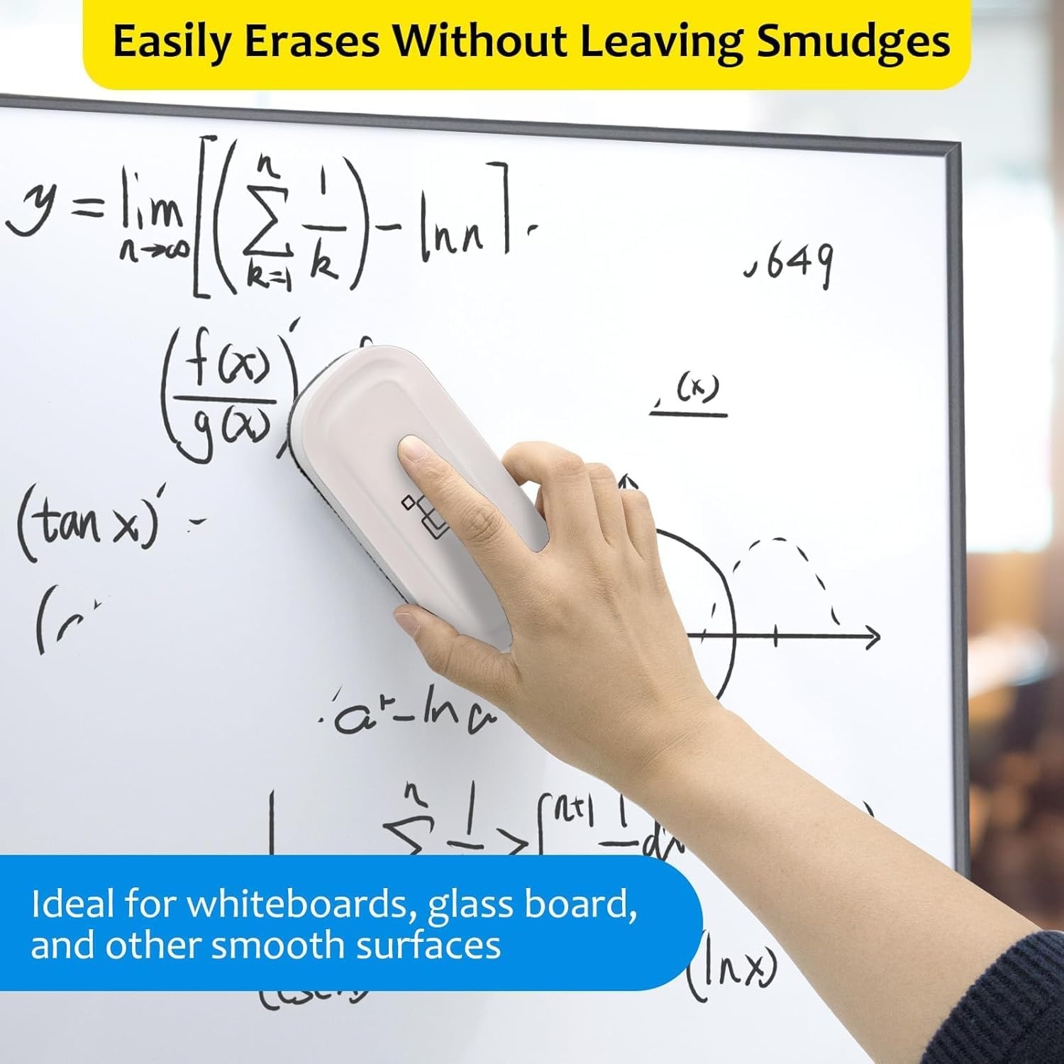 image:imagemaxtek Magnetic Dry Erase Eraser Pure White 8 Pack White Board Erasers Glass Whiteboard Eraser Office and School Classroom SuppliesWhite 1pack