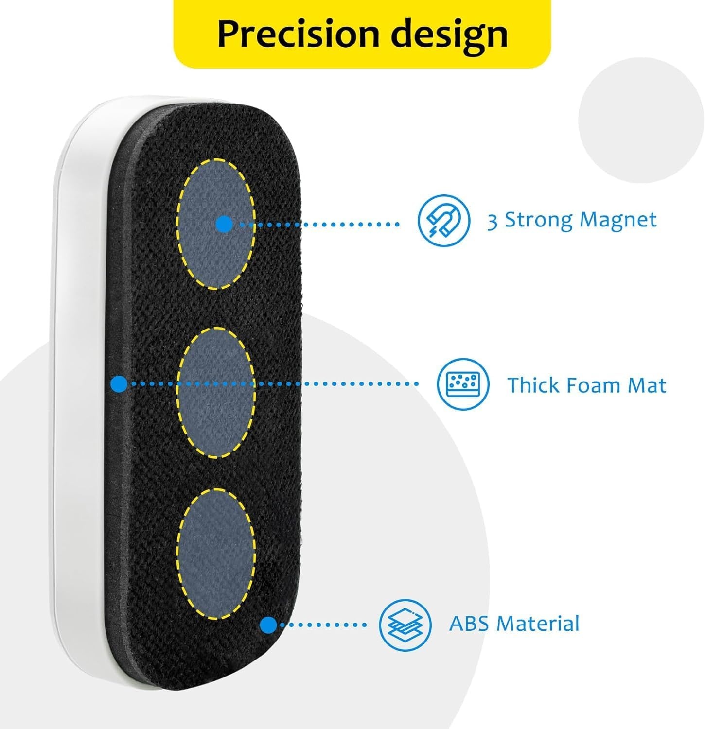 image:imagemaxtek Magnetic Dry Erase Eraser Pure White 8 Pack White Board Erasers Glass Whiteboard Eraser Office and School Classroom SuppliesWhite 1pack