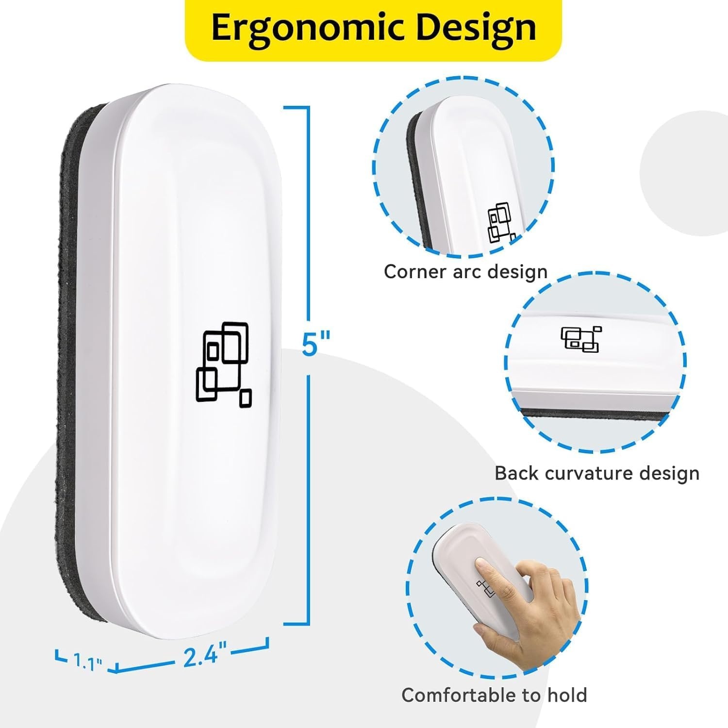 image:imagemaxtek Magnetic Dry Erase Eraser Pure White 8 Pack White Board Erasers Glass Whiteboard Eraser Office and School Classroom SuppliesWhite 2pack