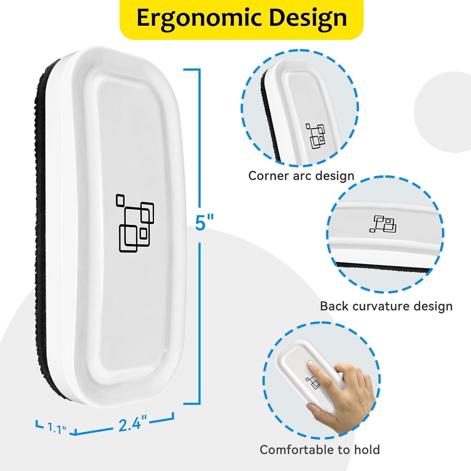 image:imagemaxtek Magnetic Dry Erase Eraser Pure White 8 Pack White Board Erasers Glass Whiteboard Eraser Office and School Classroom SuppliesWhite 8pack