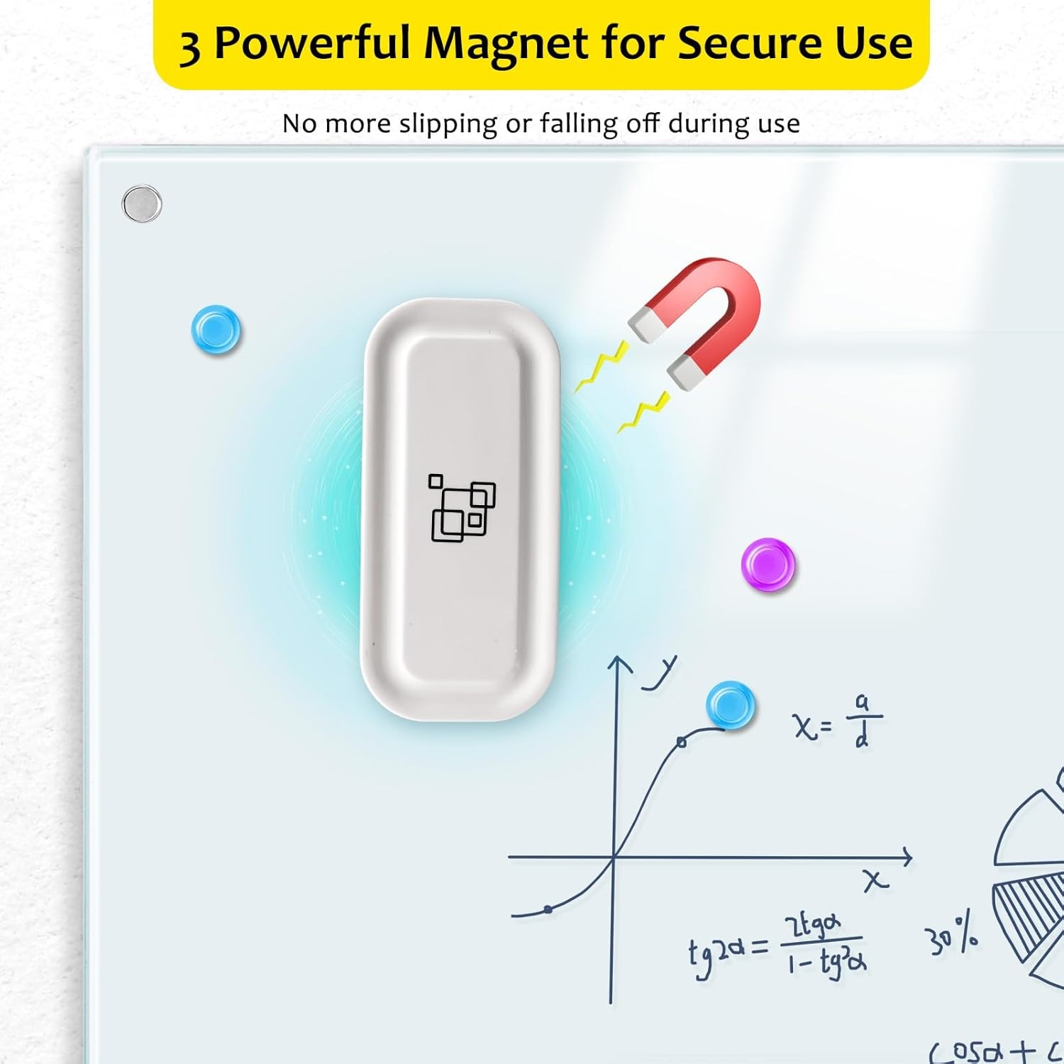image:imagemaxtek Magnetic Dry Erase Eraser Pure White 8 Pack White Board Erasers Glass Whiteboard Eraser Office and School Classroom SuppliesWhite 8pack